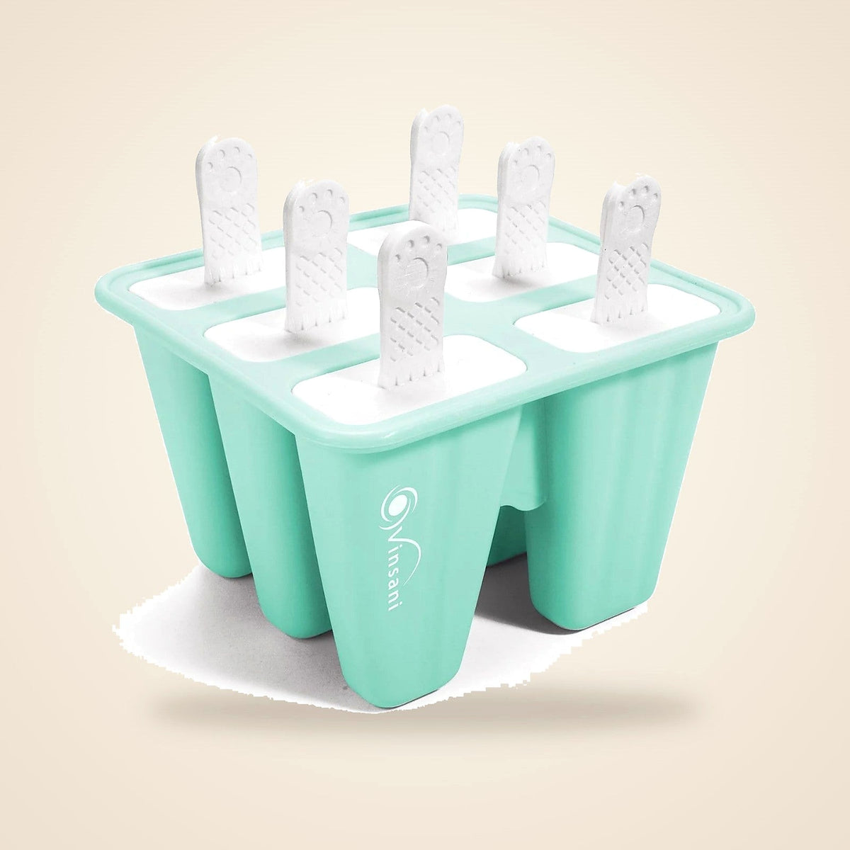 Green silicone ice lolly mould, 6 cavities