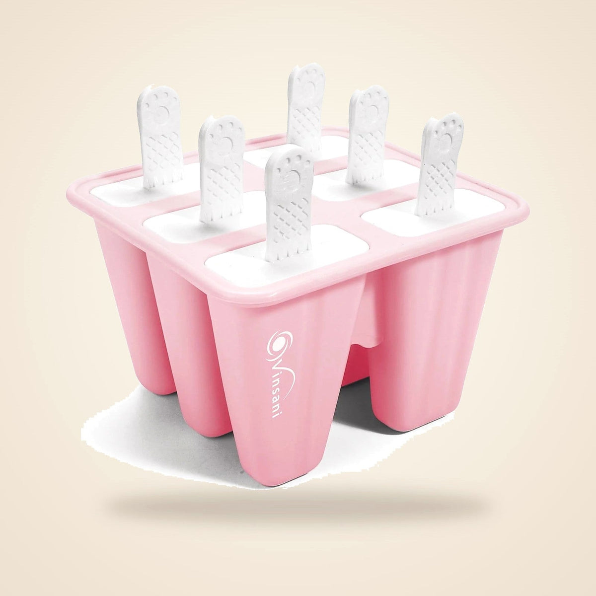 Pink silicone ice lolly mould, 6 cavities