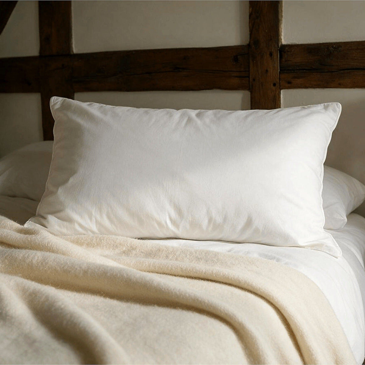 Firm Yorkshire wool pillow in a cotton case