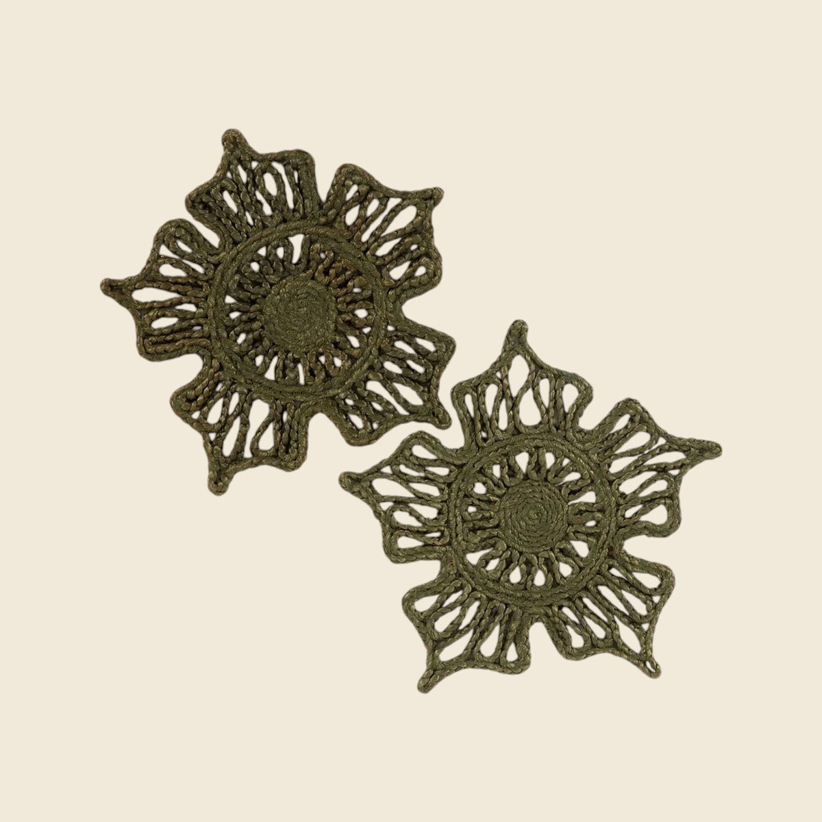 Jute Star Placemats, Olive, Set of 2 - view 2