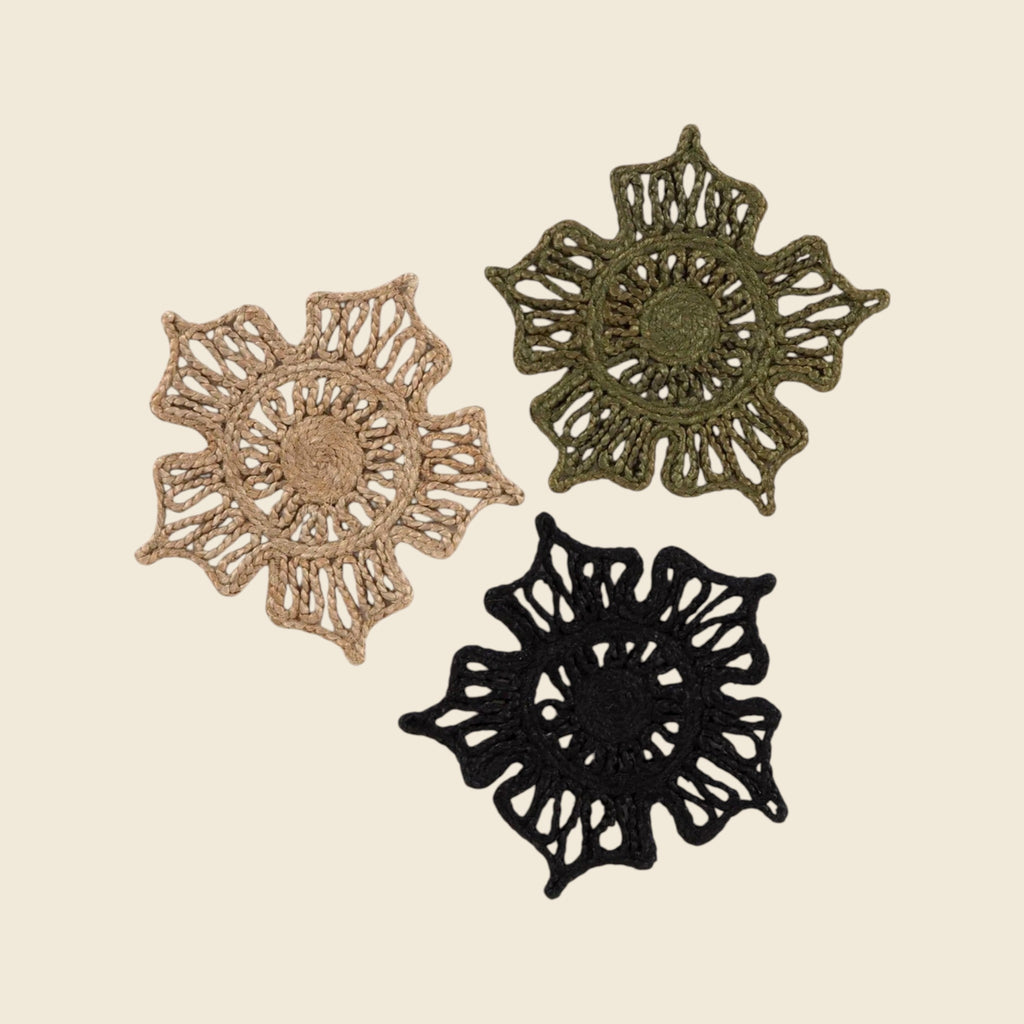 Jute Star Placemats, Olive, Set of 2 - view 3