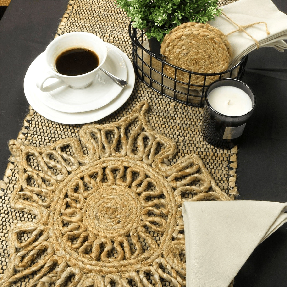 Jute Star Placemats, Natural, Set of 2