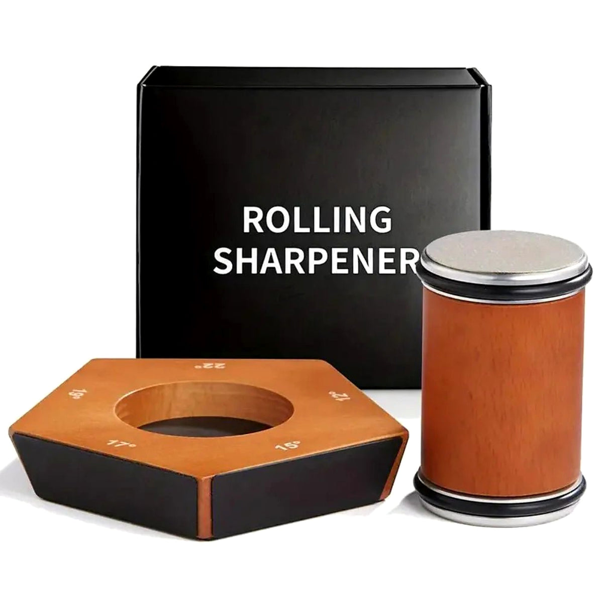 Rolling knife sharpener with its gift box