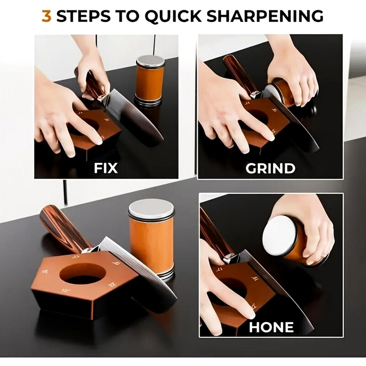 How to use the rolling knife sharpener in 3 steps