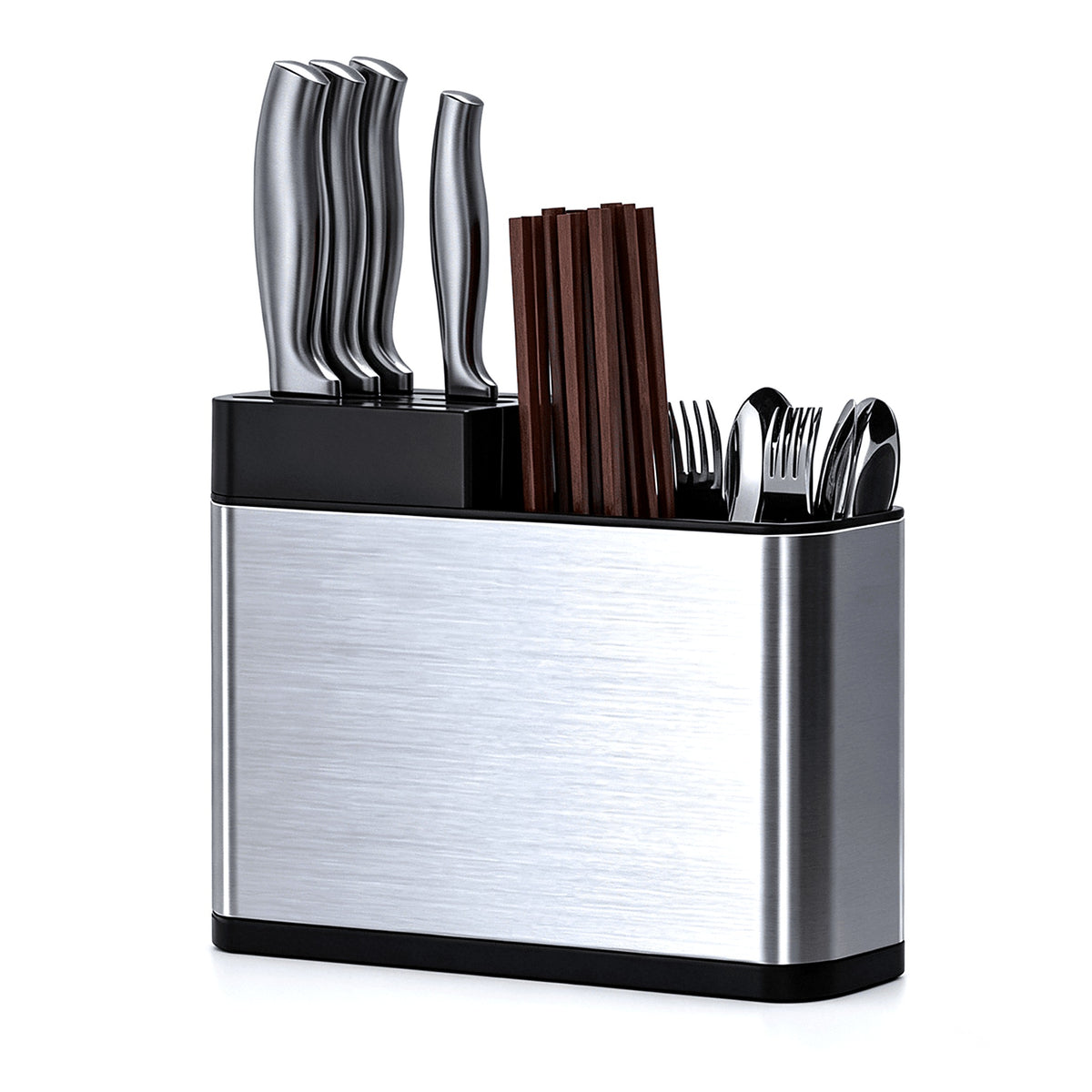 Utensil holder with three compartments, studio view