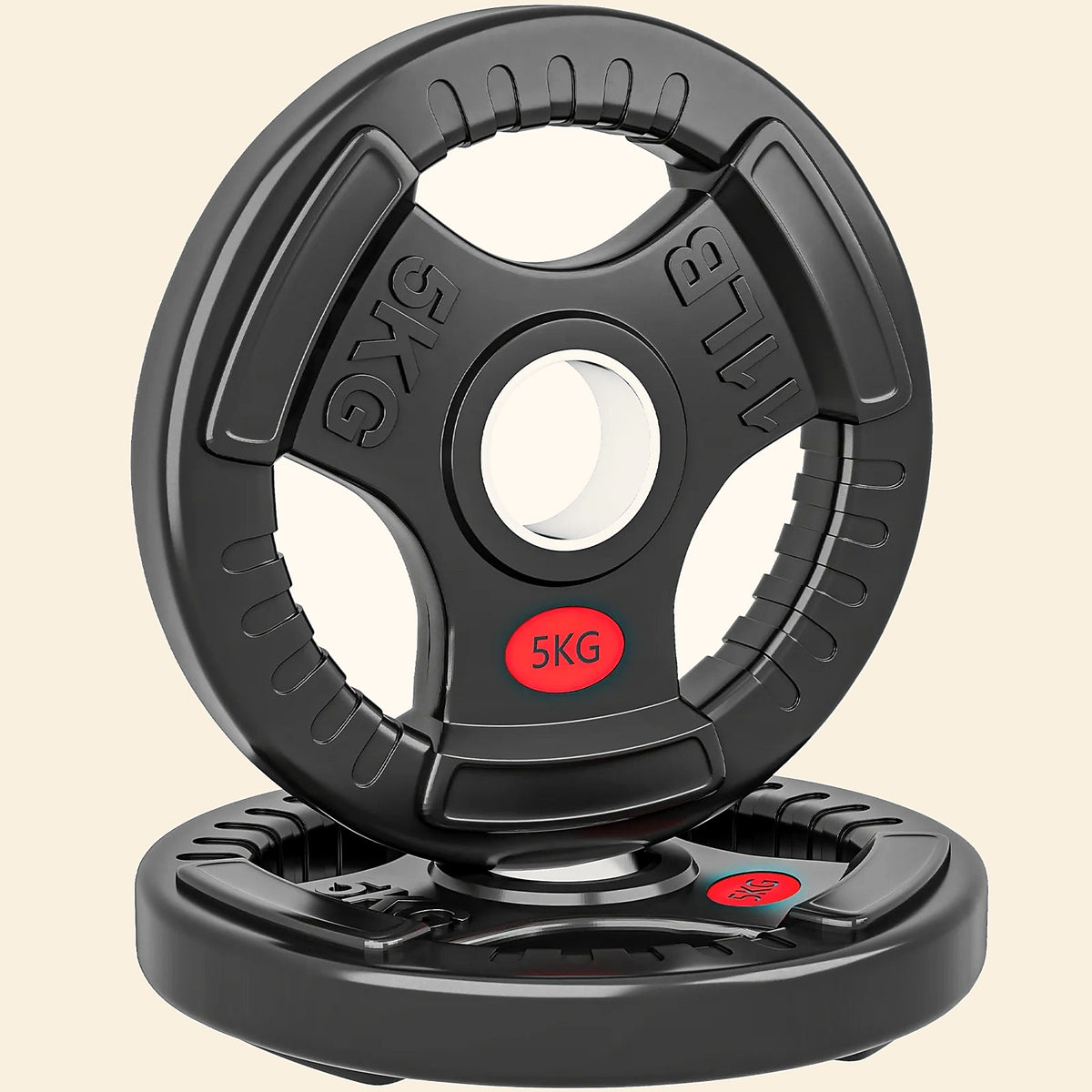 Olympic Weight Plates with Tri-Grips, 2 × 5 kg