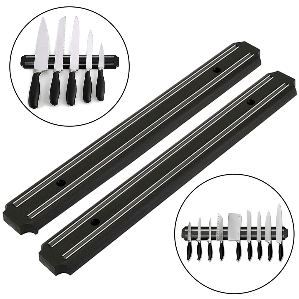 Set of 2 black 55 cm magnetic knife bars