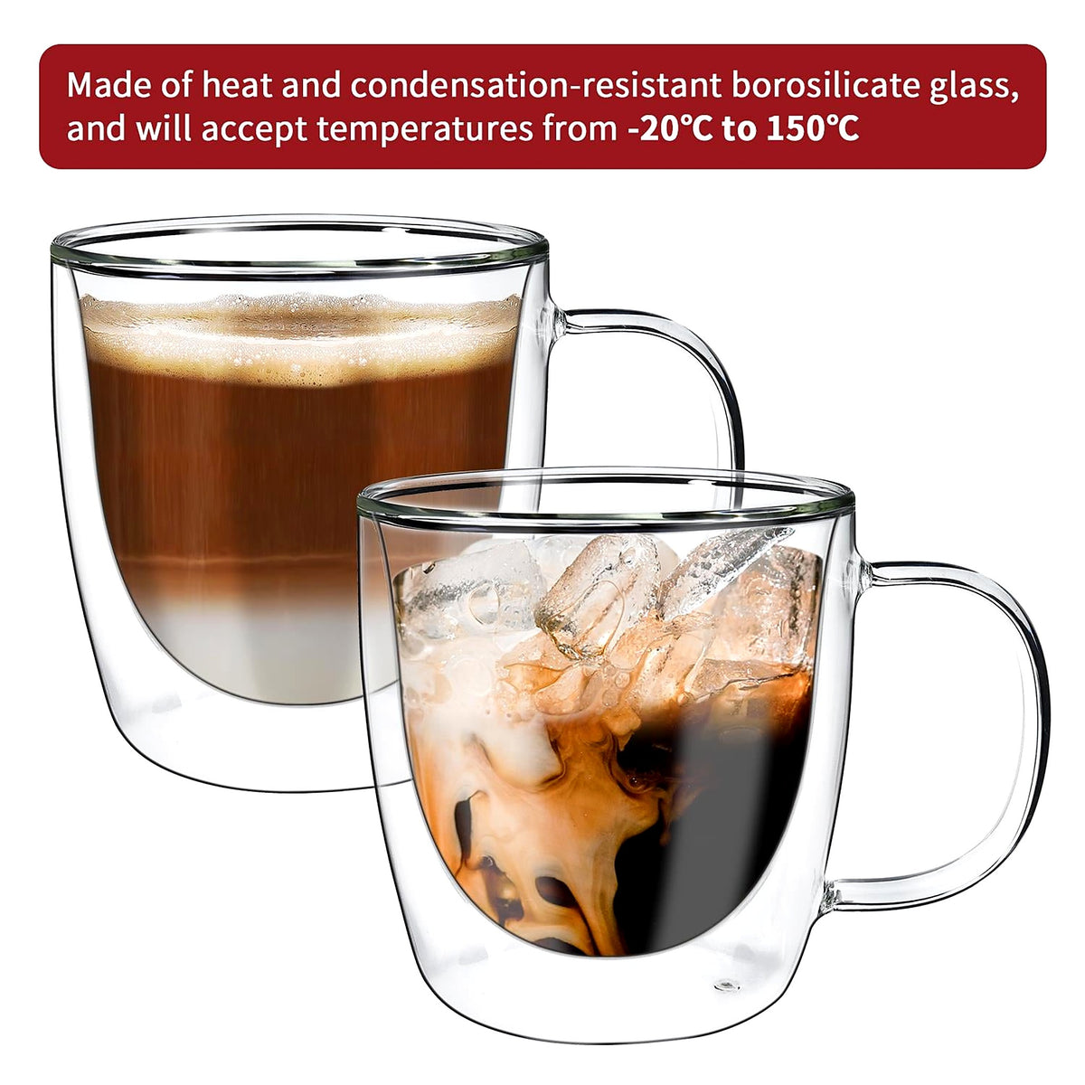 Layered latte in double-walled glass cups