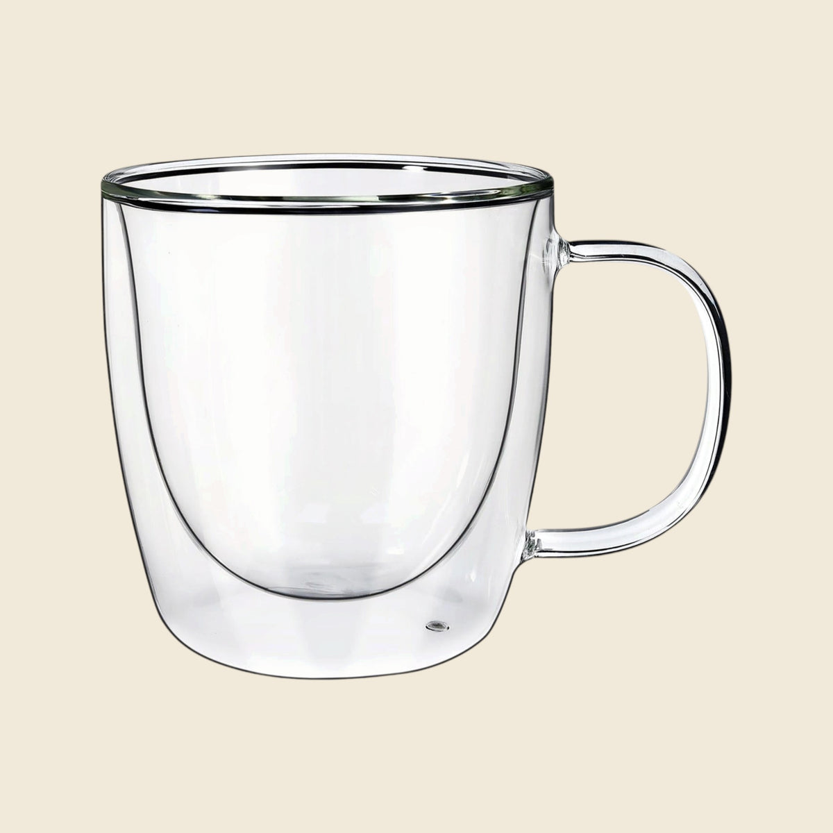 400 ml double-walled glass cup with handle