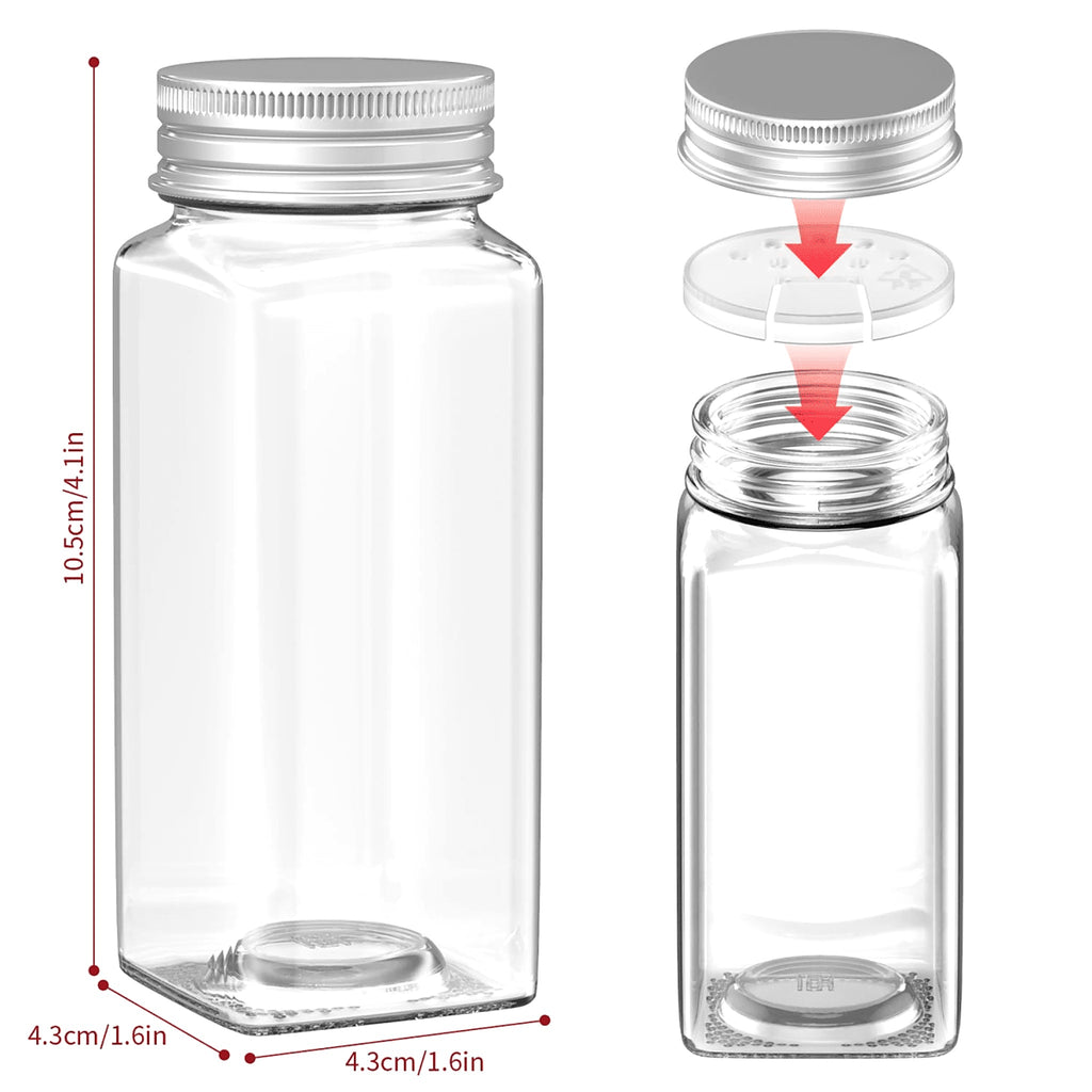 Glass spice jar with metal lid and shaker insert