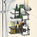 Corner Shower Caddy, Black, 3 Pieces