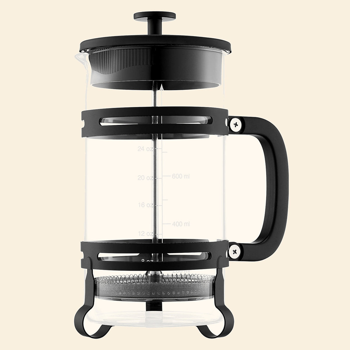 Glass cafetière French press with stainless steel filter