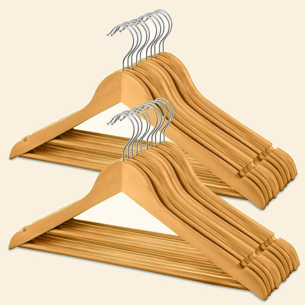 Natural Wooden Coat Hangers, Pack of 20 - view 2