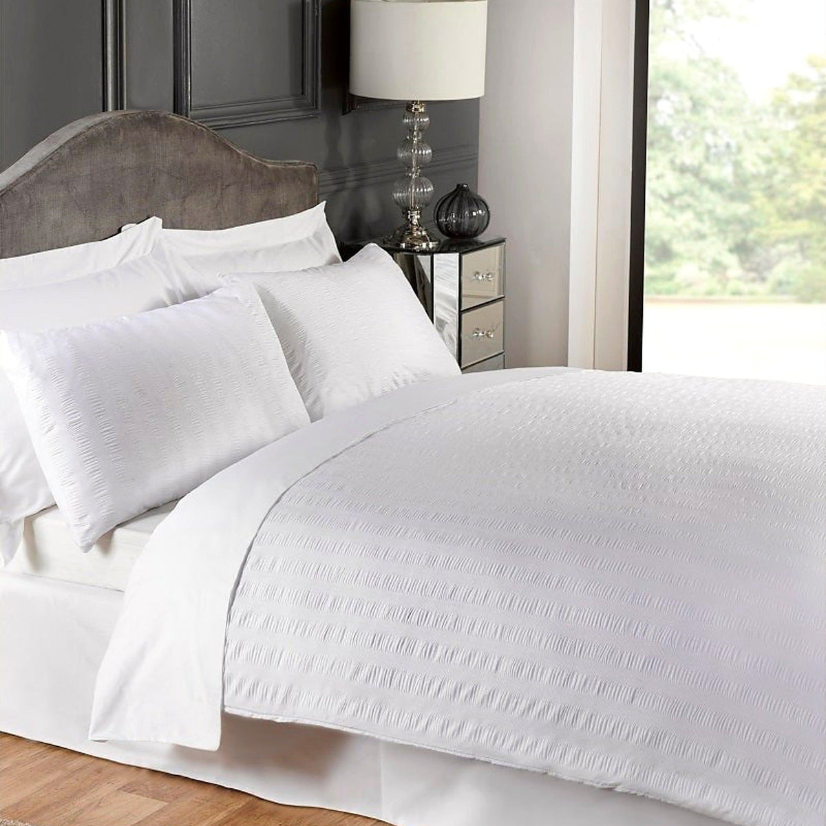 Seersucker Duvet Cover Set, White - view 2