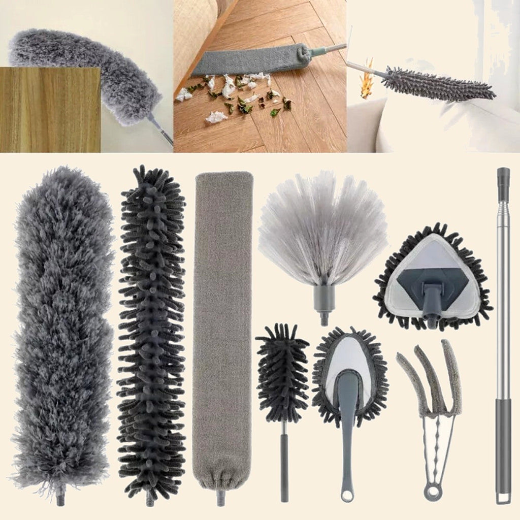 Extendable microfibre duster set, 9 pieces
