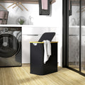 80 L Collapsible Two-Section Laundry Hamper with Lids, Black