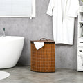 55 L Bamboo Corner Laundry Hamper with Lid, Brown