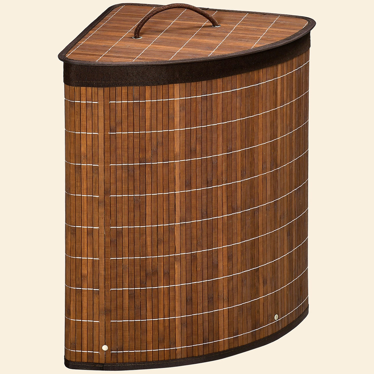 55 L Bamboo Corner Laundry Hamper with Lid, Brown - view 2