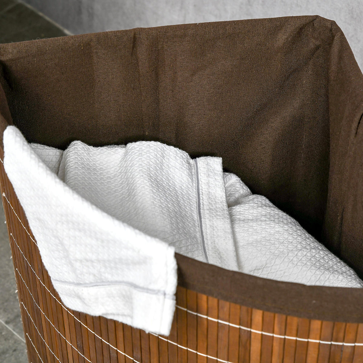 55 L Bamboo Corner Laundry Hamper with Lid, Brown - view 4