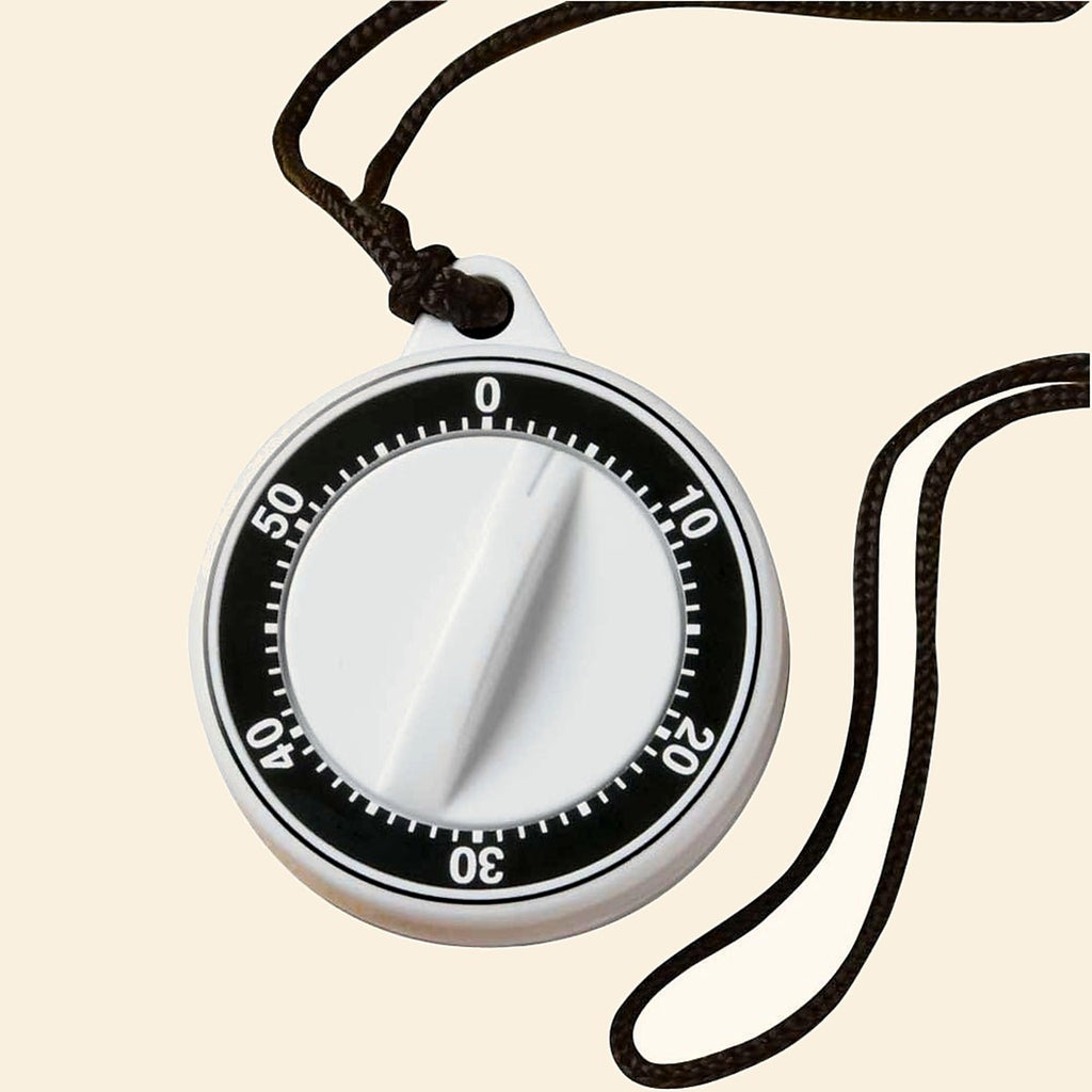 60-minute mechanical kitchen timer with neck cord