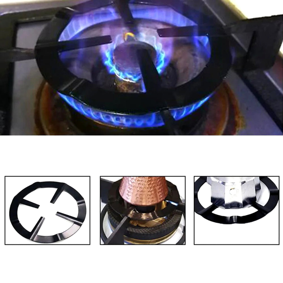 Gas ring reducer trivet on a burner