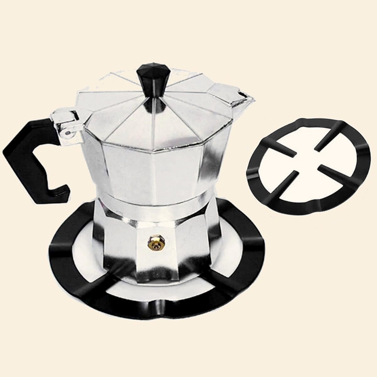 Gas ring reducer trivet with moka pot