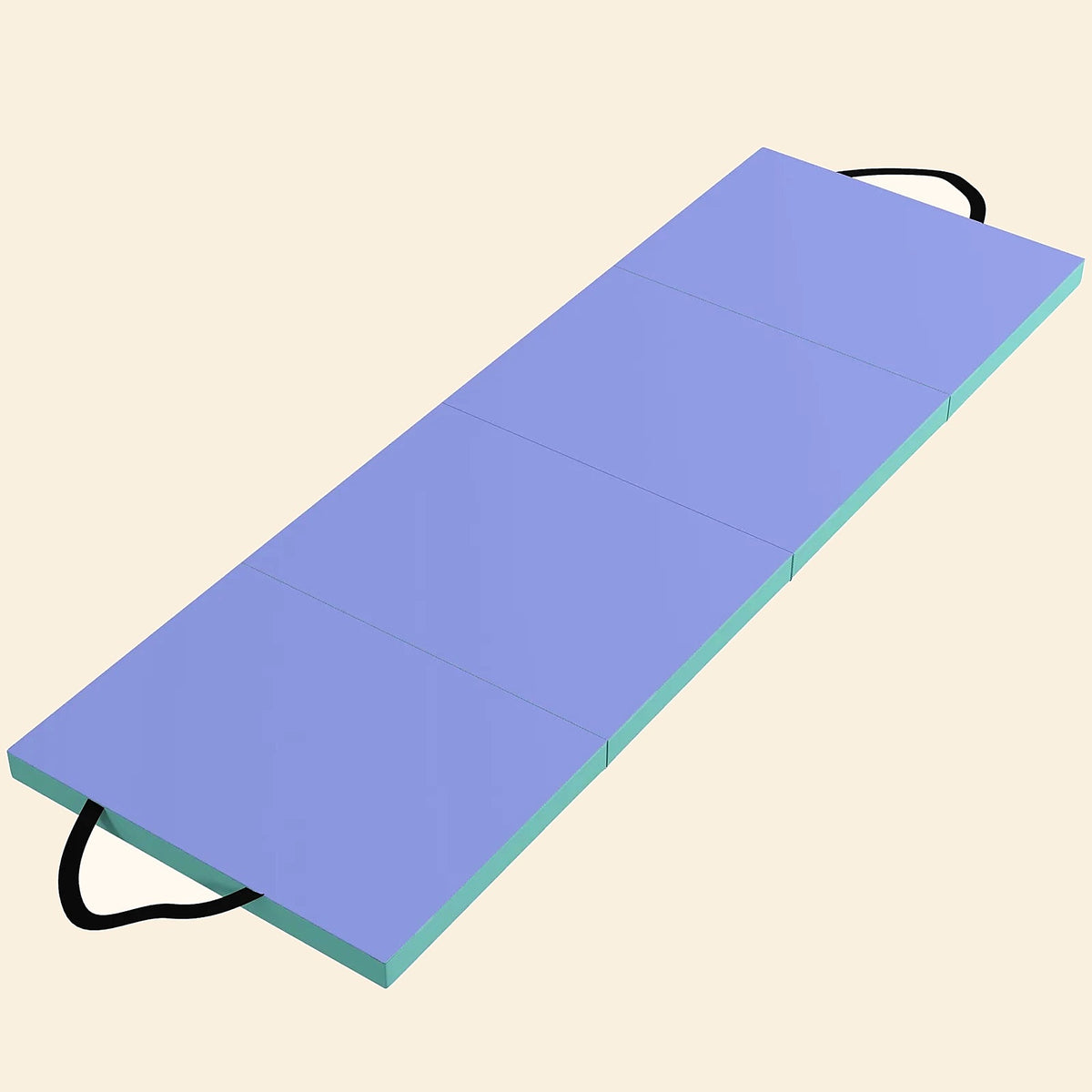 Four-Fold Exercise Mat, 180 × 60 × 5 cm, Green and Purple
