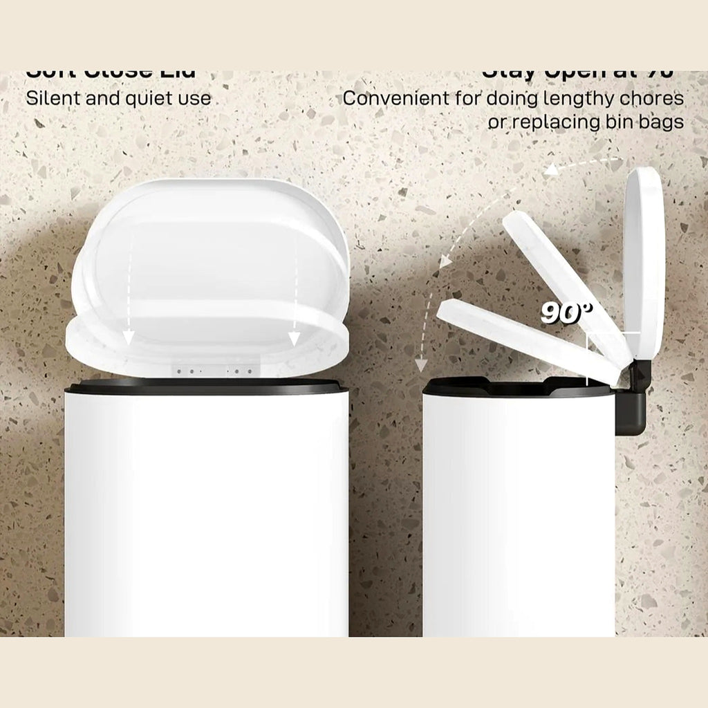 Soft-close lid and pedal of the bin