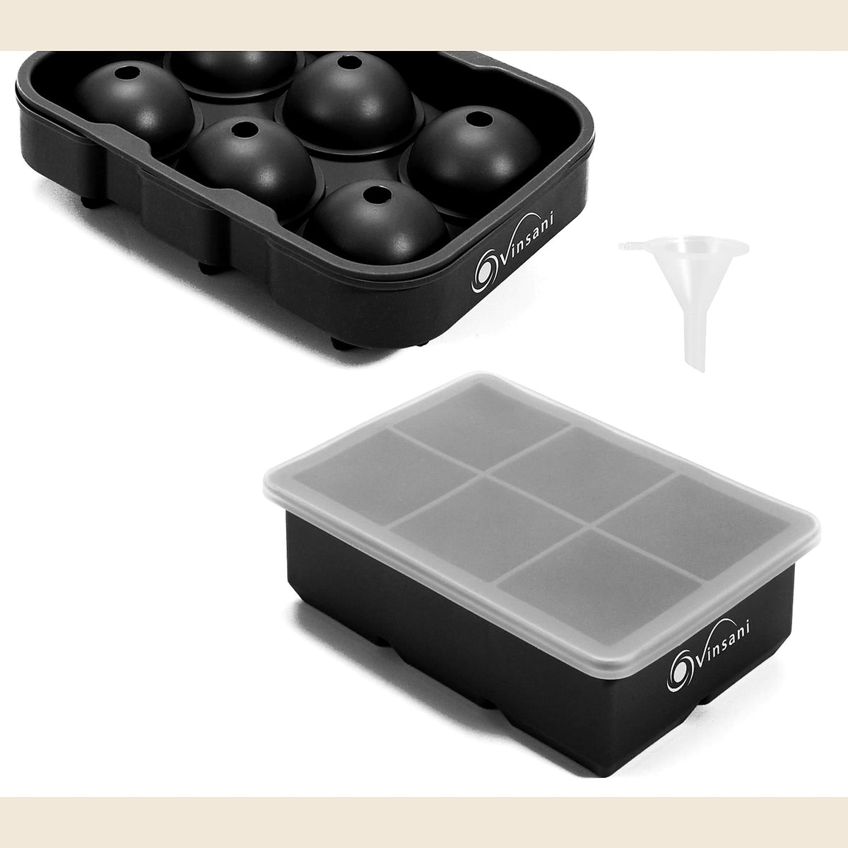 Set of 2 silicone ice trays with lids