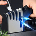 4-in-1 knife sharpener in use on a kitchen counter