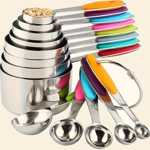 13-piece stainless steel measuring cups and spoons