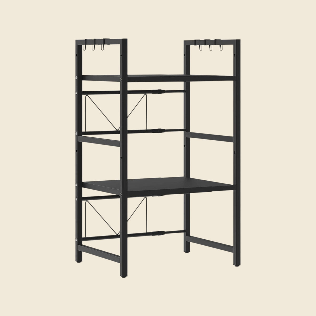 Extendable 3-tier microwave rack