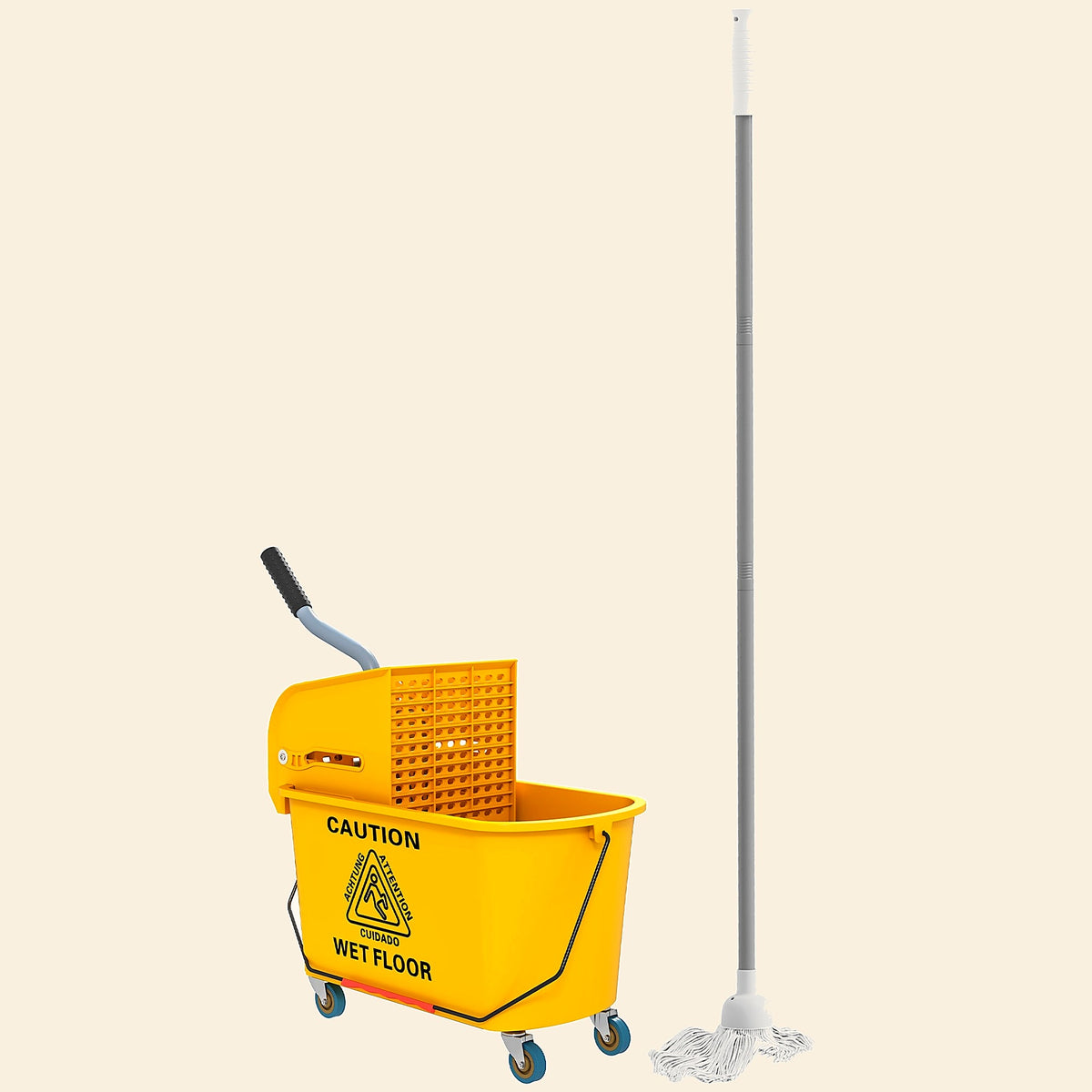 20 L Mop Bucket and Mop Set with Wringer, Yellow - view 2