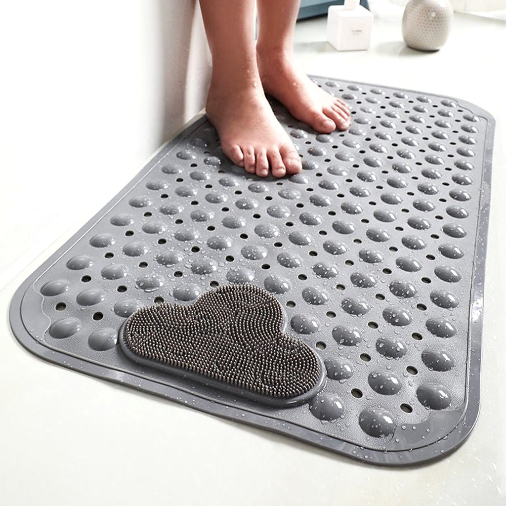 Non-slip bath mat underfoot