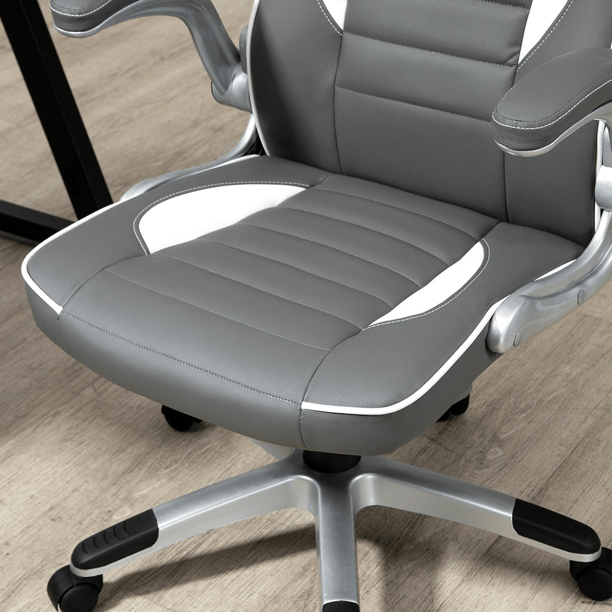 Racing-Style Gaming Chair with Flip-Up Armrests, Grey - view 5