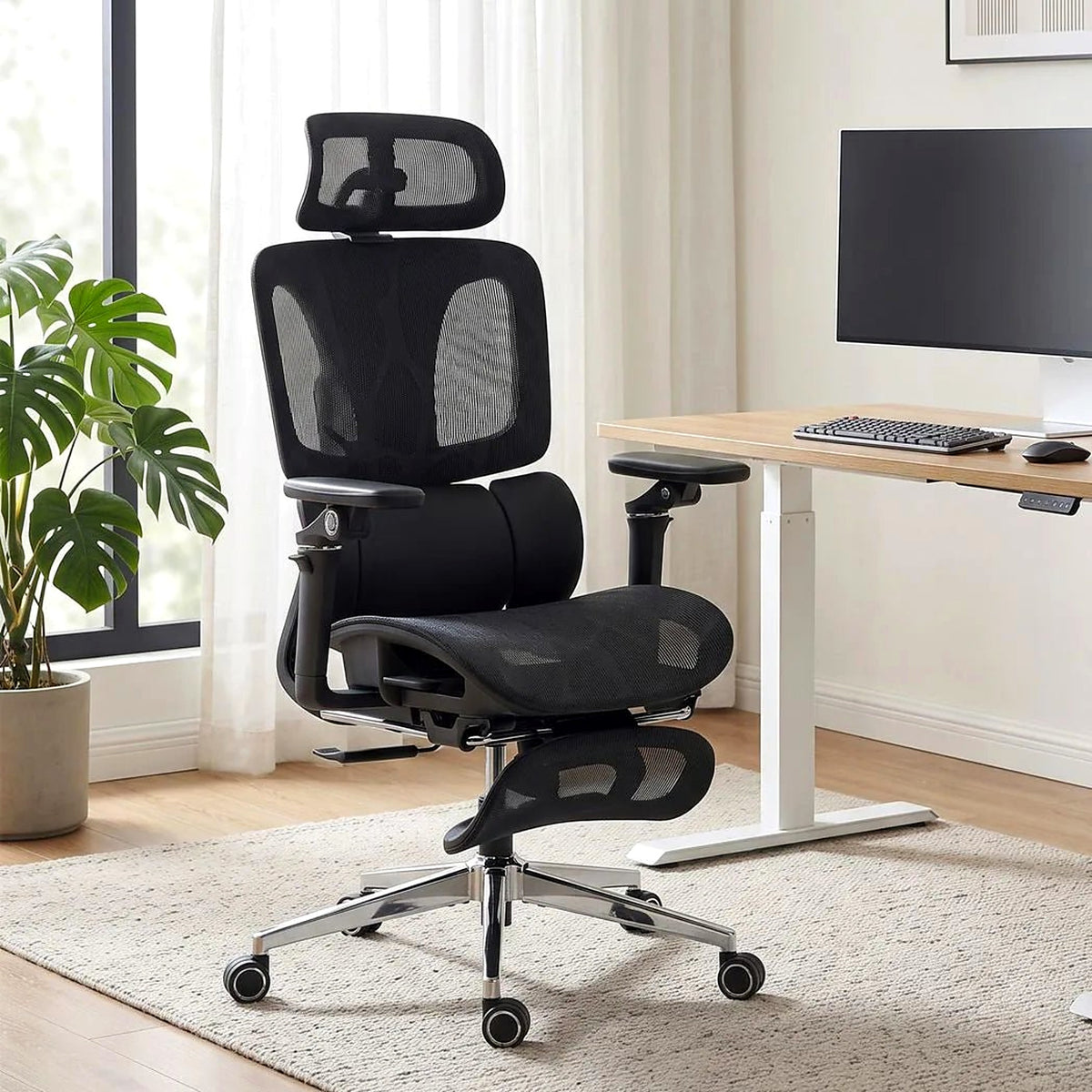 High Back Mesh Office Chair with 6D Armrests, Black - view 3