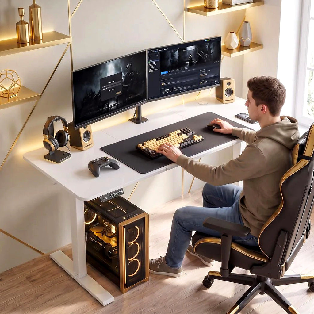 Electric Standing Desk with Memory Presets, White - view 5