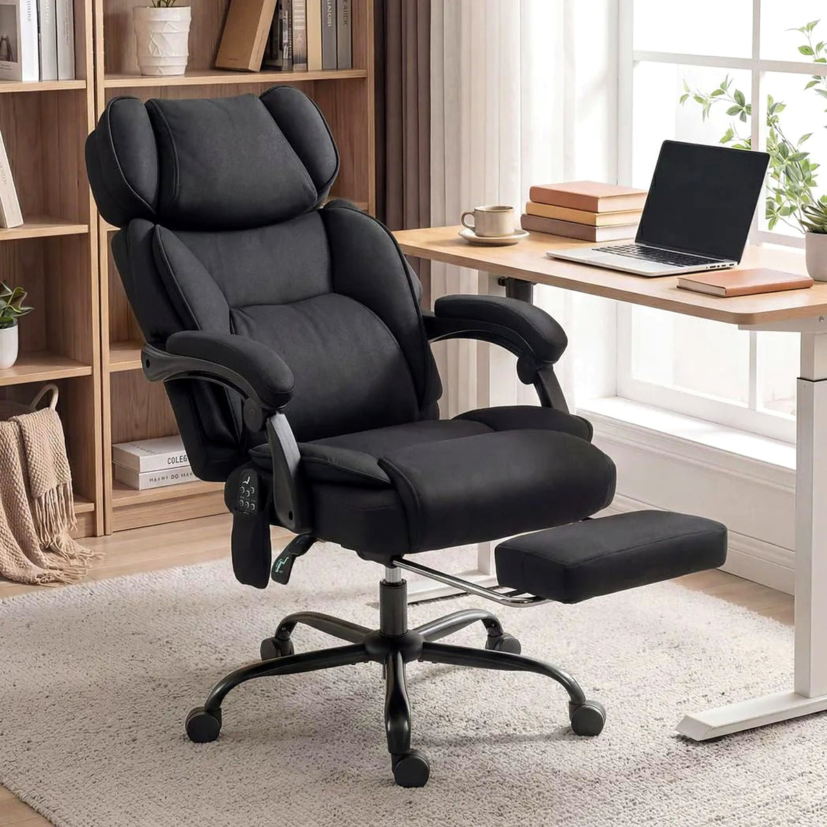 High Back Desk Chair with Vibration Massage and Heat, Black - view 3