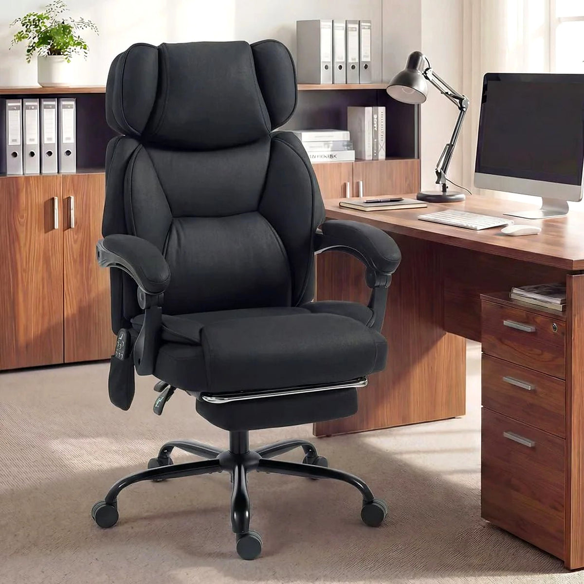 High Back Desk Chair with Vibration Massage and Heat, Black - view 4