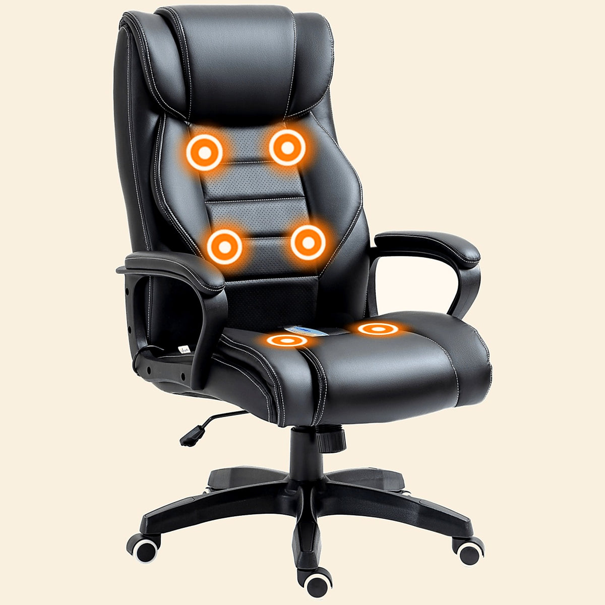 High Back Executive Chair with 6-Point Vibration Massage, Black