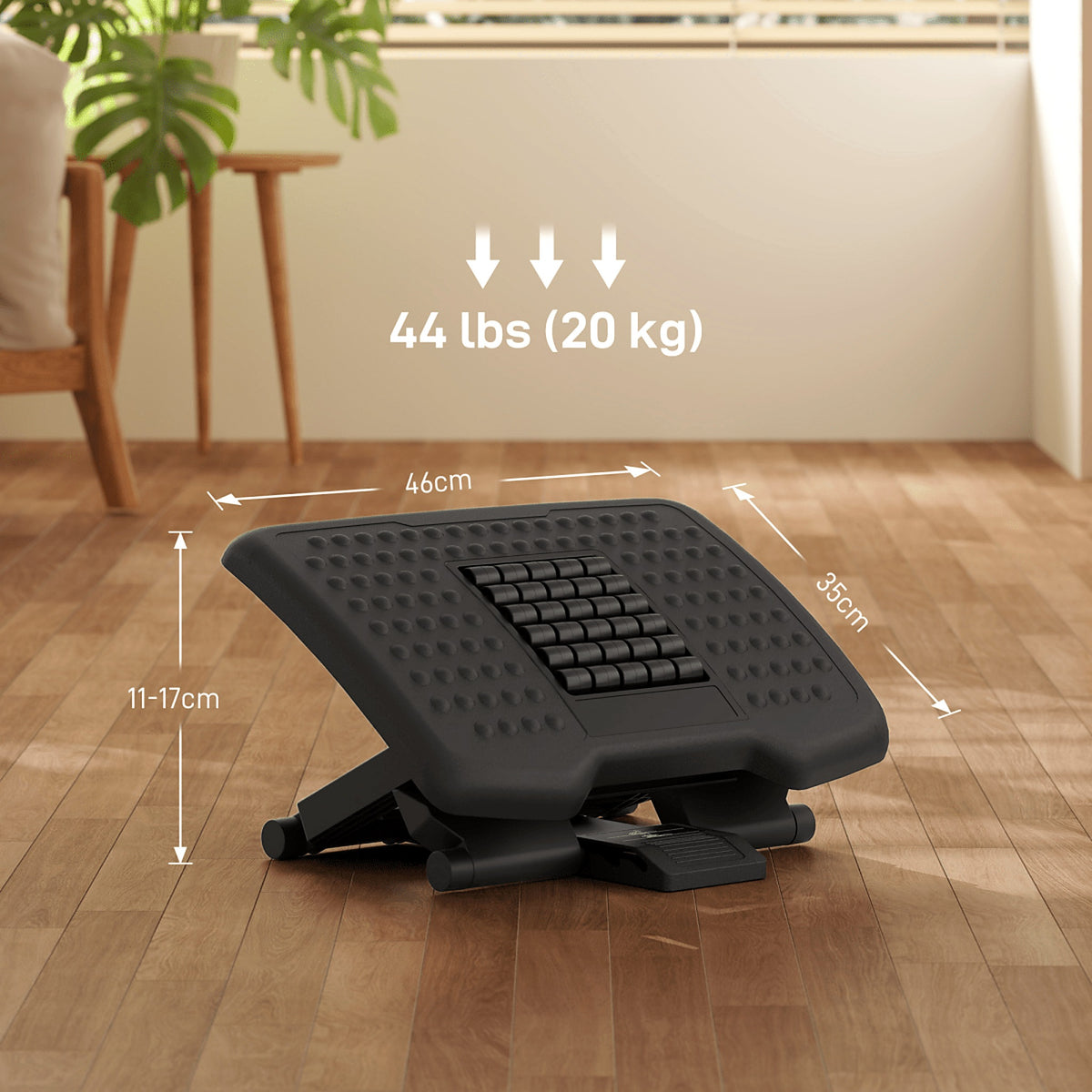 Under-Desk Footrest with Roller Surface, Black - view 3