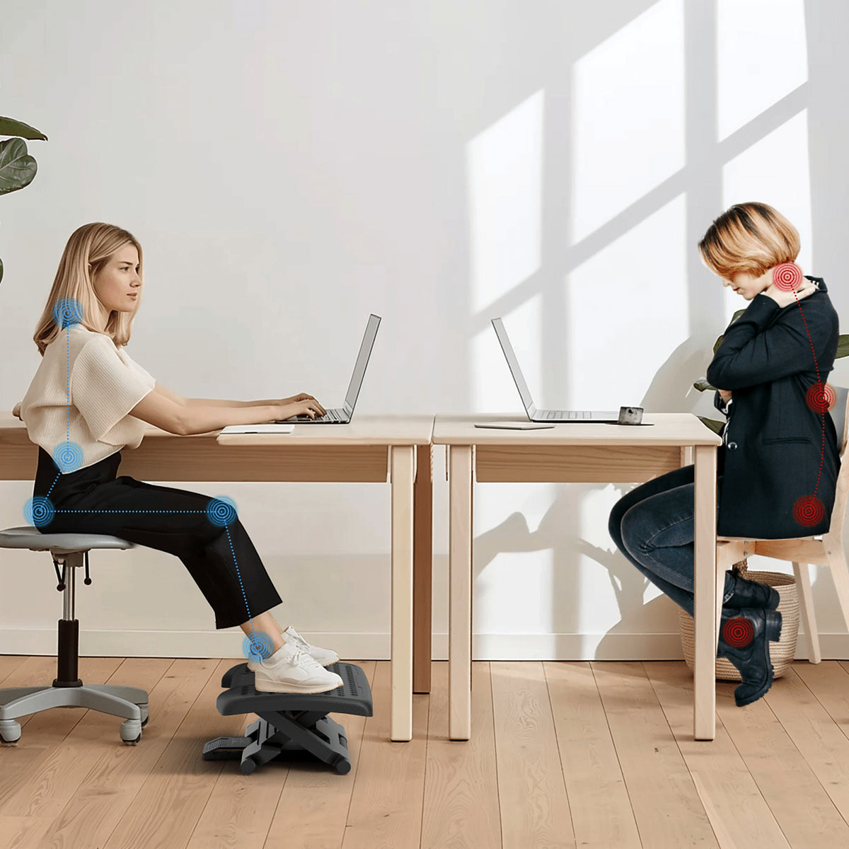 Under-Desk Footrest with Roller Surface, Black - view 4