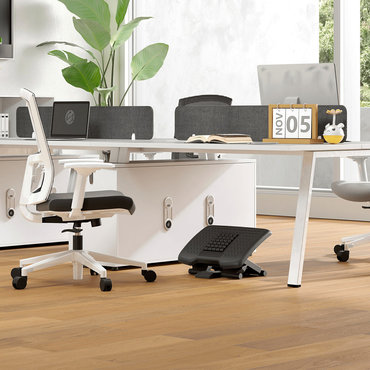 Under-Desk Footrest with Roller Surface, Black - view 5