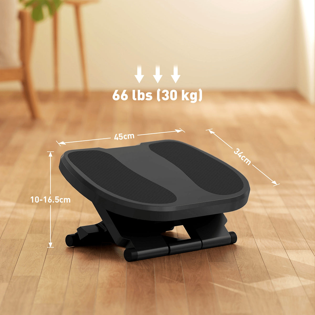 Adjustable Under-Desk Footrest, Grey - view 3
