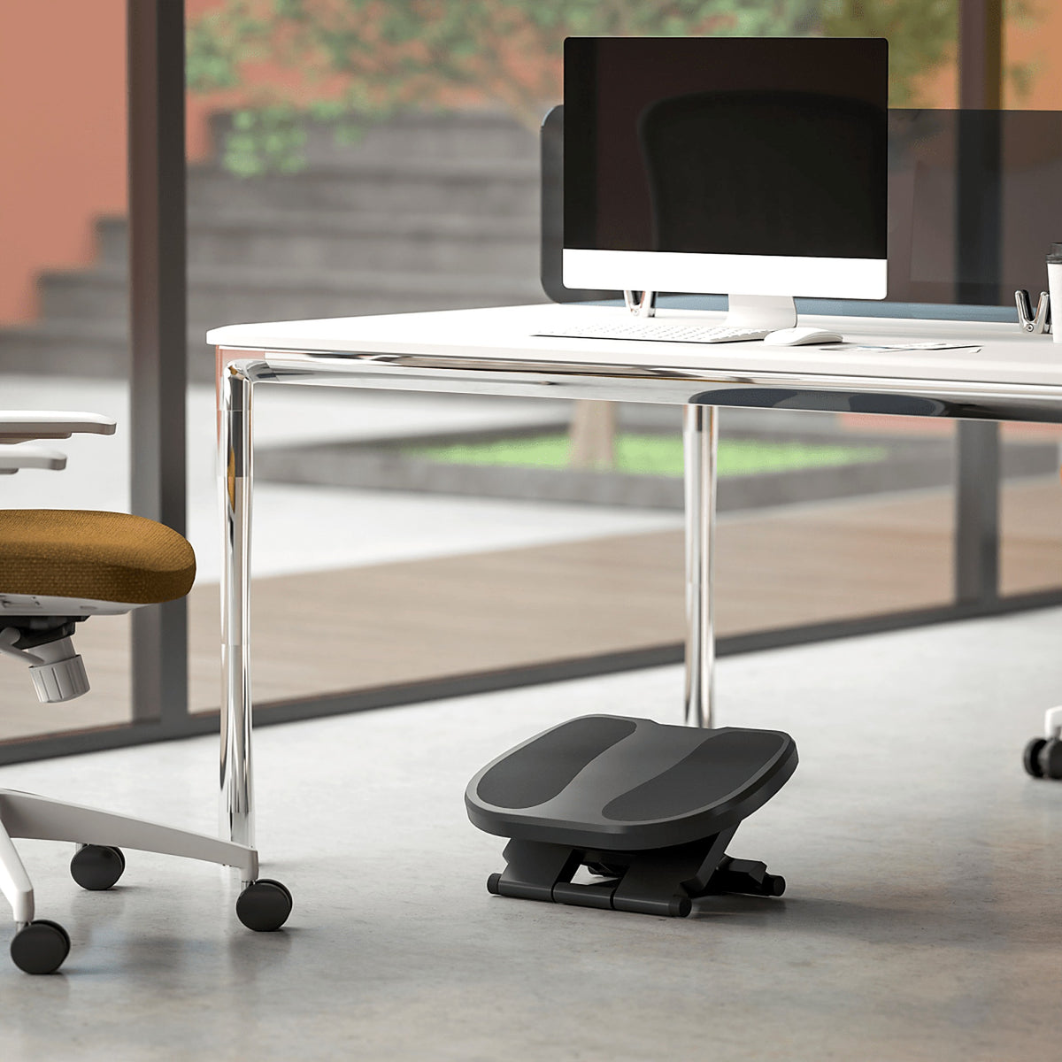 Adjustable Under-Desk Footrest, Grey - view 5