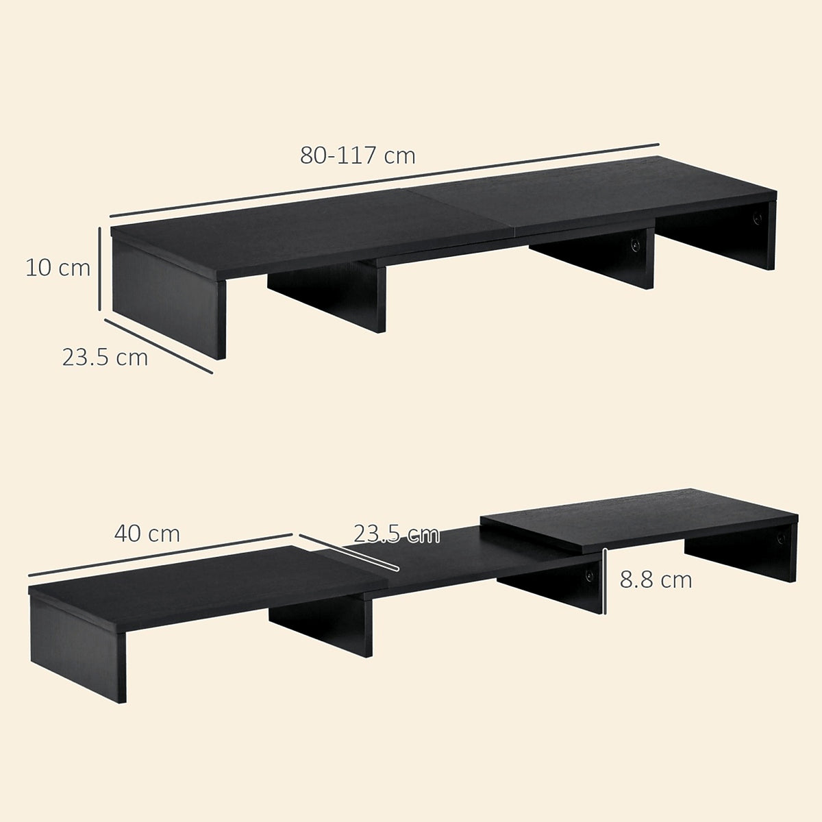 Extendable Monitor Stand with Storage, 80–117 cm - view 3