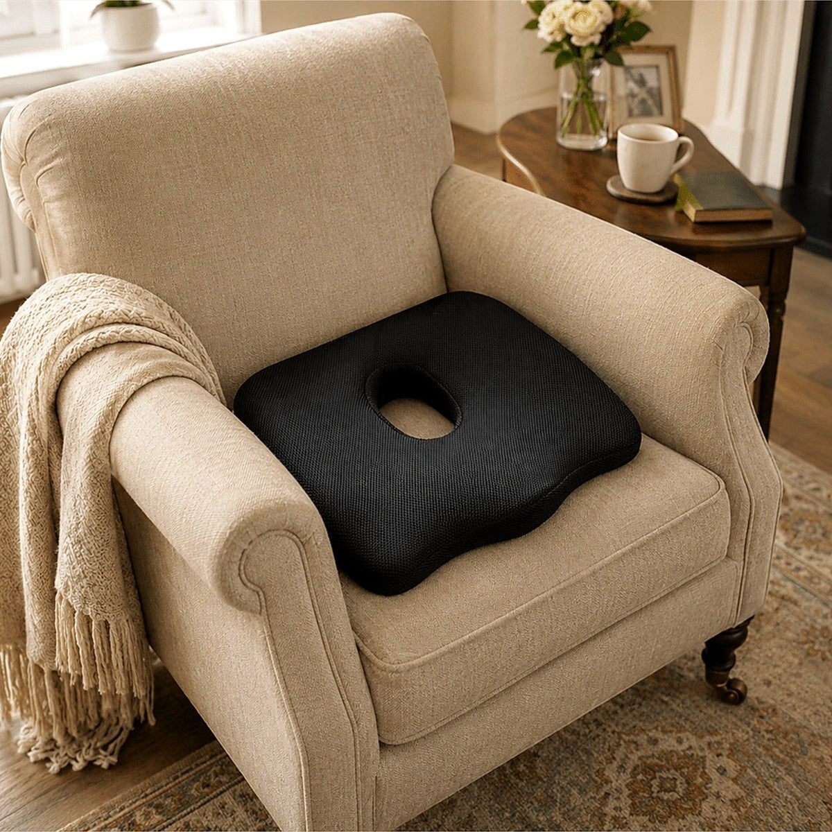 Seat cushion on an armchair