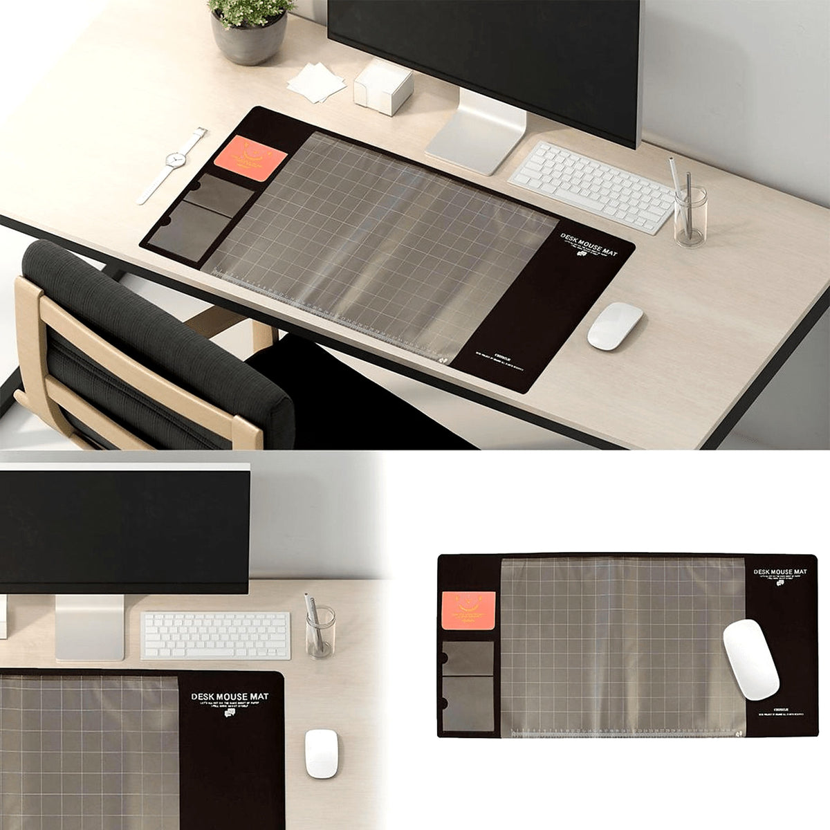 Desk Mat with Calendar and Phone Holder, Brown