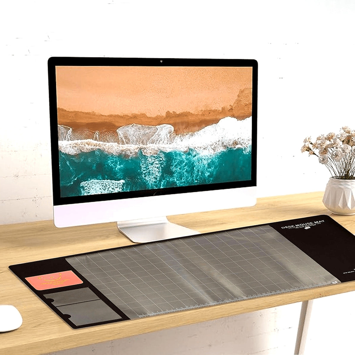 Desk Mat with Calendar and Phone Holder, Brown - view 2