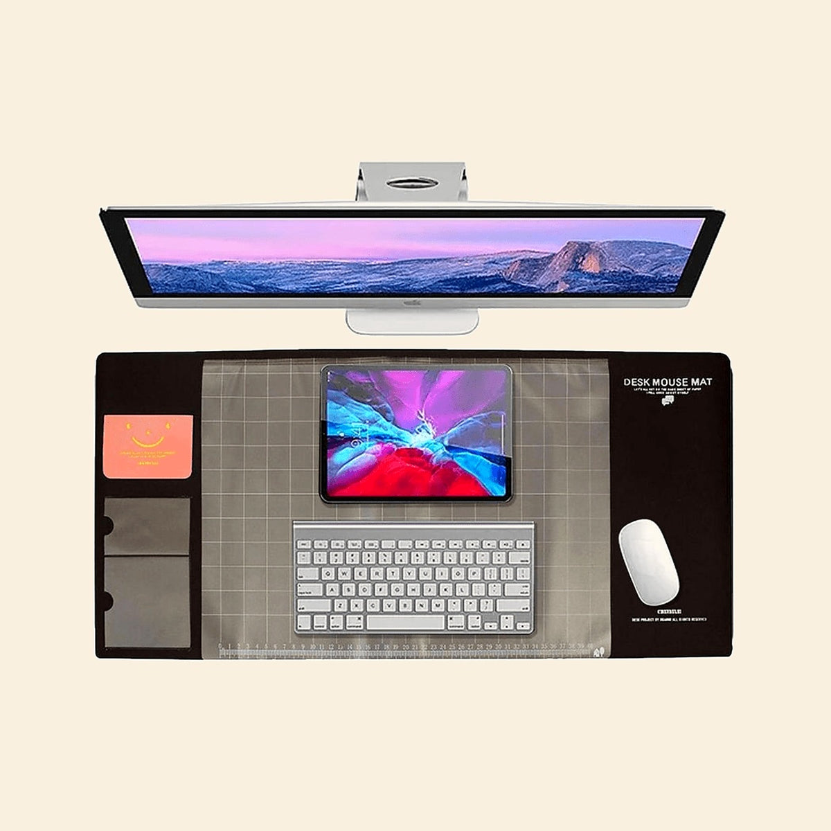 Desk Mat with Calendar and Phone Holder, Brown - view 3
